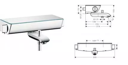 Смеситель для ванны «Hansgrohe» Ecostat Select 13141400 с термостатом белый/хром