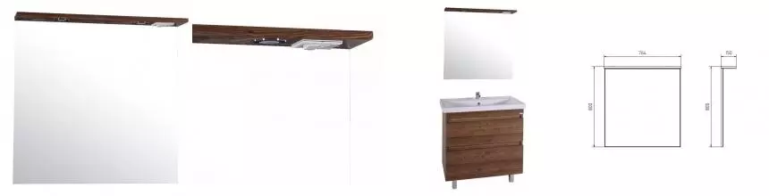 Зеркало «ASB-Mebel» Коста 80 с подсветкой светлый орех Зеркало «ASB-Mebel» Коста 80 с подсветкой светлый орех