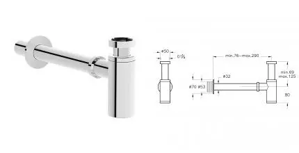 Сифон для раковины «Vitra» A45123 хром Сифон для раковины «Vitra» A45123 хром