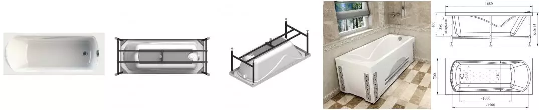 Ванна акриловая «Radomir» Сильвия 168/70 с каркасом (разборный) с каркасом без сифона белая