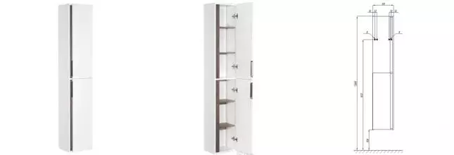 Пенал «Aquaton» Рене 30 подвесной белая/грецкий орех правый