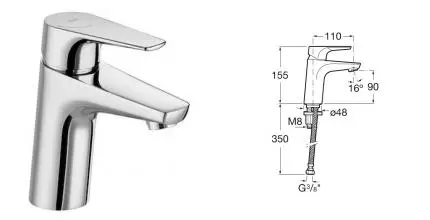 Смеситель для раковины «Roca» Atlas 5A3290C0M хром