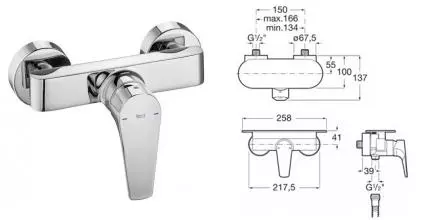 Смеситель для душа «Roca» Atlas 75A2190C0M хром