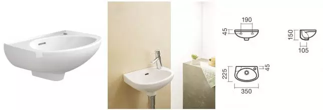 Раковина «Sanitana» Munigue 35/22 S10071516900000 фарфоровая белая правая Раковина «Sanitana» Munigue 35/22 S10071516900000 фарфоровая белая правая