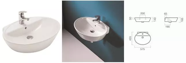 Раковина «Sanitana» Soft 57/45 S10015836200000 фарфоровая белая