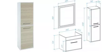 Пенал «Bellezza» Фабио 40 подвесной бежевый структурный универсальный