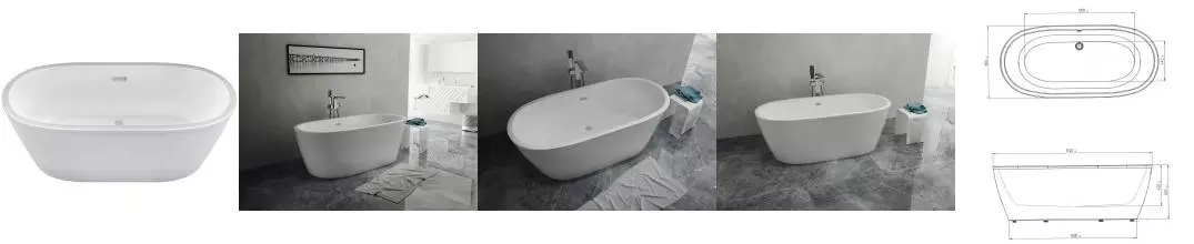 Ванна акриловая «Aima Design» Tondo 174/80 с каркасом с сифоном белая Ванна акриловая «Aima Design» Tondo 174/80 с каркасом с сифоном белая