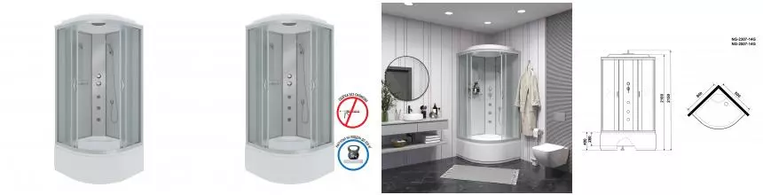 Душевая кабина «Niagara» NG-2307-14G (04) 80/80 высокий поддон матовая/белая с гидромассажем Душевая кабина «Niagara» NG-2307-14G (04) 80/80 высокий поддон матовая/белая с гидромассажем