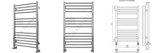 Водяной полотенцесушитель «Terminus» Сицилия П14 53/85 хром