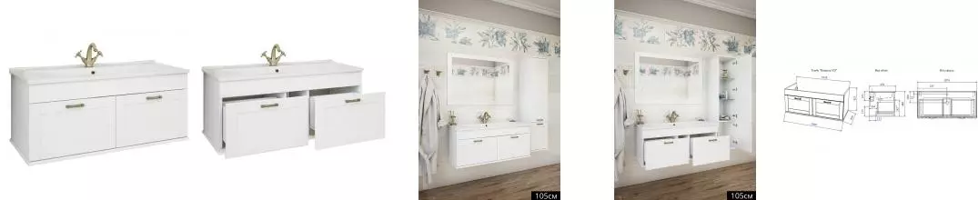Тумба с раковиной «Sanflor» Ванесса 105 (Оскар 105) подвесная белая