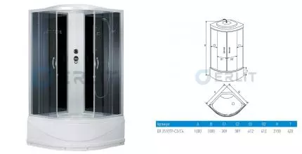 Душевая кабина «Erlit» Comfort 100/100 высокий поддон тонированная/чёрная Душевая кабина «Erlit» Comfort 100/100 высокий поддон тонированная/чёрная