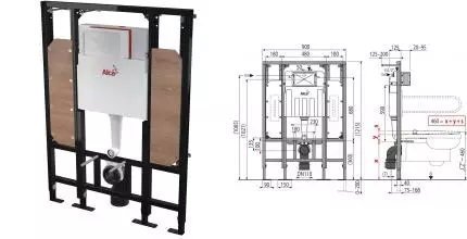 Инсталляция для унитаза «AlcaPlast» Sadromodul AM101/1300H