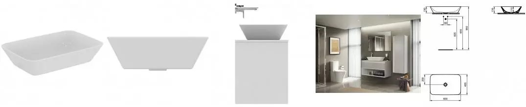 Раковина «Ideal Standard» Connect Air 60/40 фаянсовая Euro White Раковина «Ideal Standard» Connect Air 60/40 фаянсовая Euro White