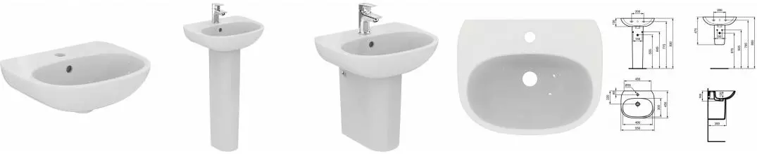 Раковина «Ideal Standard» Tesi 55/45 T352301 фарфоровая белая Раковина «Ideal Standard» Tesi 55/45 T352301 фарфоровая белая