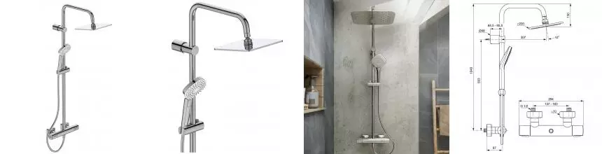 Душевая система «Ideal Standard» Idealrain Cube Evo A6985AA с термостатом хром Душевая система «Ideal Standard» Idealrain Cube Evo A6985AA с термостатом хром