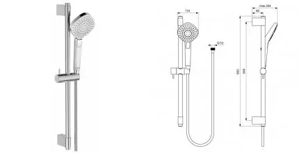 Душевой гарнитур «Ideal Standard» IdealRain Evo Jet Diamond L3 B2234AA хром