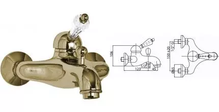 Смеситель для ванны «Cezares» VINTAGE-VM-02-Sw бронза