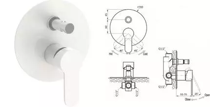 Смеситель для душа «Cezares» LACONICO-VDI-BLC белый/хром