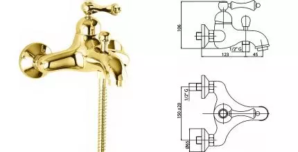 Смеситель для ванны «Cezares» MARGOT-VM-03/24-M золото