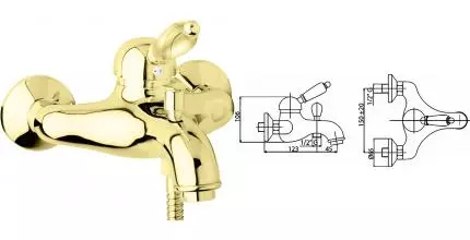 Смеситель для ванны «Cezares» ELITE-VM-03/24-M золото