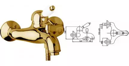 Смеситель для ванны «Cezares» ELITE-VM-02-Bi бронза