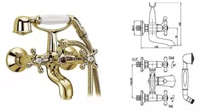 Смеситель для ванны «Cezares» RETRO-C-VD1-03 золото