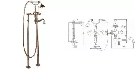 Напольный смеситель для ванны «Cezares» MARGOT-VDP2-02-Bi бронза