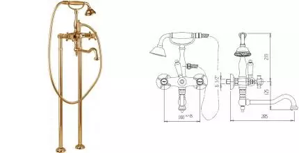 Напольный смеситель для ванны «Cezares» GOLF-VDP2-02-M бронза