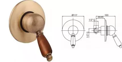 Смеситель для душа «Cezares» ELITE-DIM-02-Nc бронза