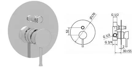 Смеситель для душа «Cezares» POSITANO-VDIM-01 хром