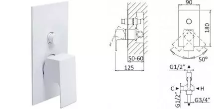 Смеситель для душа «Cezares» PORTA-VDIM-BIO белый матовый