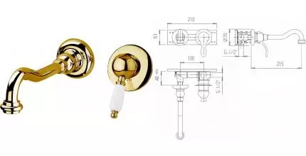 Смеситель для раковины «Cezares» ELITE-BLS1-02-Bi бронза