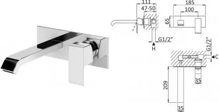 Смеситель для раковины «Cezares» PORTA-BLI-01-W0 хром