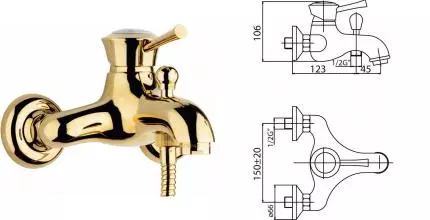 Смеситель для ванны «Cezares» GIUBILEO-VM-03/24 золото