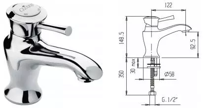 Смеситель для раковины «Cezares» GIUBILEO-LSM1-01 с донным клапаном хром Смеситель для раковины «Cezares» GIUBILEO-LSM1-01 с донным клапаном хром