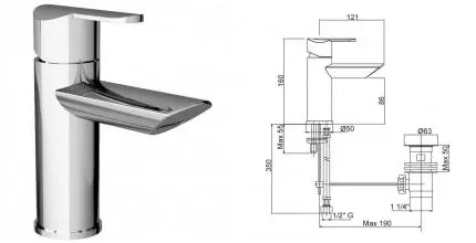Смеситель для раковины «Cezares» GARDA-LSM1-01-Cr с донным клапаном хром