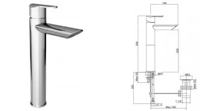 Смеситель для раковины «Cezares» GARDA-LC11-01-Cr с донным клапаном хром