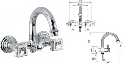 Смеситель для ванны «Cezares» OLIMP-VD-01-Sw хром