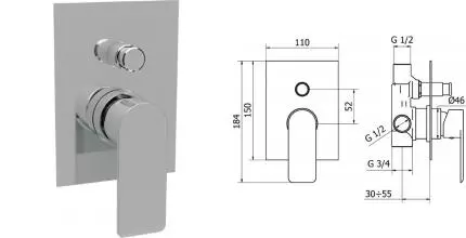 Смеситель для душа «Cezares» FURORE-VDIM-01-Cr хром