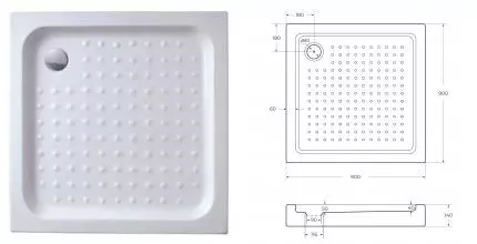 Душевой поддон «Cezares» TRAY-A-A-90-15-W0 90/90 средний акриловый квадратный без сифона