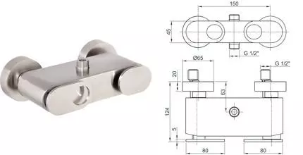 Смеситель для душа «Cezares» BUTTERFLY-DM-04 сатин