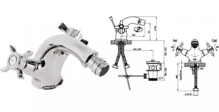Смеситель для биде «Cezares» LORD-BS1-01 с донным клапаном хром Смеситель для биде «Cezares» LORD-BS1-01 с донным клапаном хром