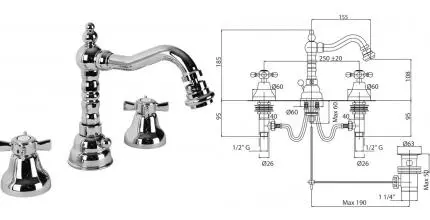 Смеситель для биде «Cezares» LORD-BBS2-01 с донным клапаном хром Смеситель для биде «Cezares» LORD-BBS2-01 с донным клапаном хром