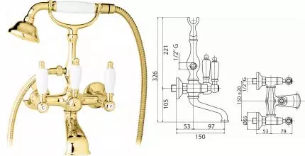 Смеситель для ванны «Cezares» FIRST-VD-03/24-Bi золото Смеситель для ванны «Cezares» FIRST-VD-03/24-Bi золото
