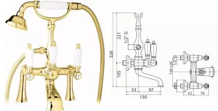 Смеситель на борт ванны «Cezares» FIRST-PBV-03/24-Bi золото Смеситель на борт ванны «Cezares» FIRST-PBV-03/24-Bi золото