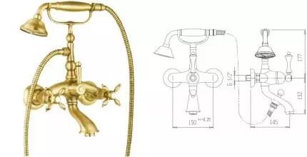 Смеситель для ванны «Cezares» ATLANTIS-NOSTALGIA-VD-03/24 золото Смеситель для ванны «Cezares» ATLANTIS-NOSTALGIA-VD-03/24 золото