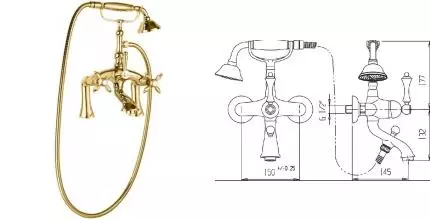 Смеситель на борт ванны «Cezares» ATLANTIS-NOSTALGIA-PBV-03/24 золото Смеситель на борт ванны «Cezares» ATLANTIS-NOSTALGIA-PBV-03/24 золото