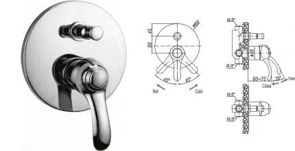 Смеситель для душа «Cezares» LIRA-C-VDIM-01 хром