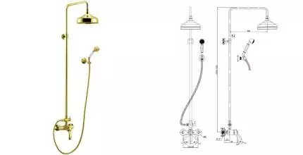 Душевая система «Cezares» LIRA-C-CD-03 золото