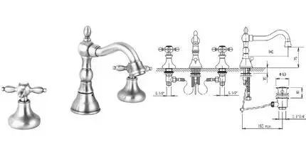 Смеситель для раковины «Cezares» ATLANTIS-NOSTALGIA-BLS2-01 с донным клапаном хром